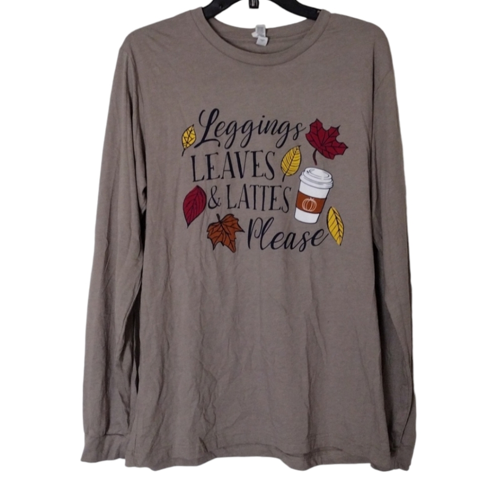 Bella Canvas Tan Autumn things T-shirt Graphic Image Text Size Large